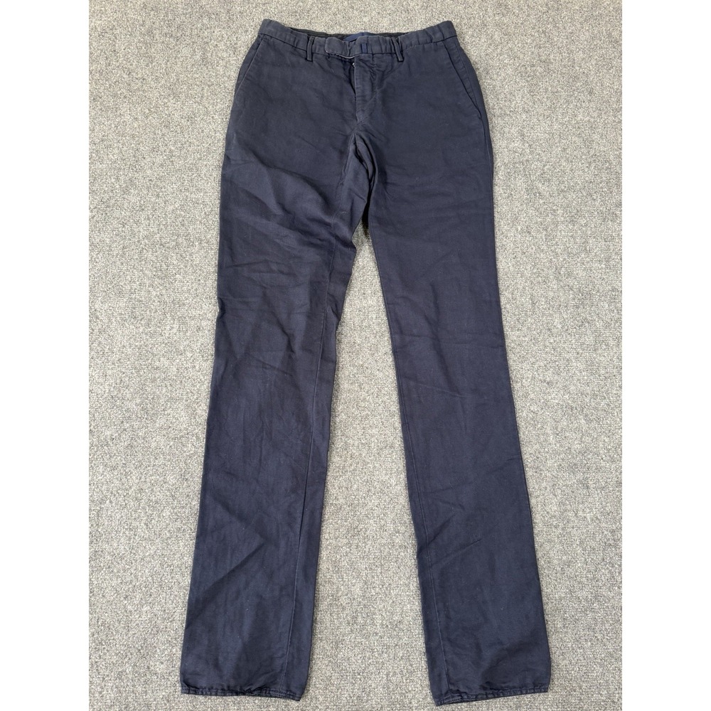 Incotex Chinolino Men's 30x35 Navy Linen Cotton Slim Fit Pattern 30 Pants